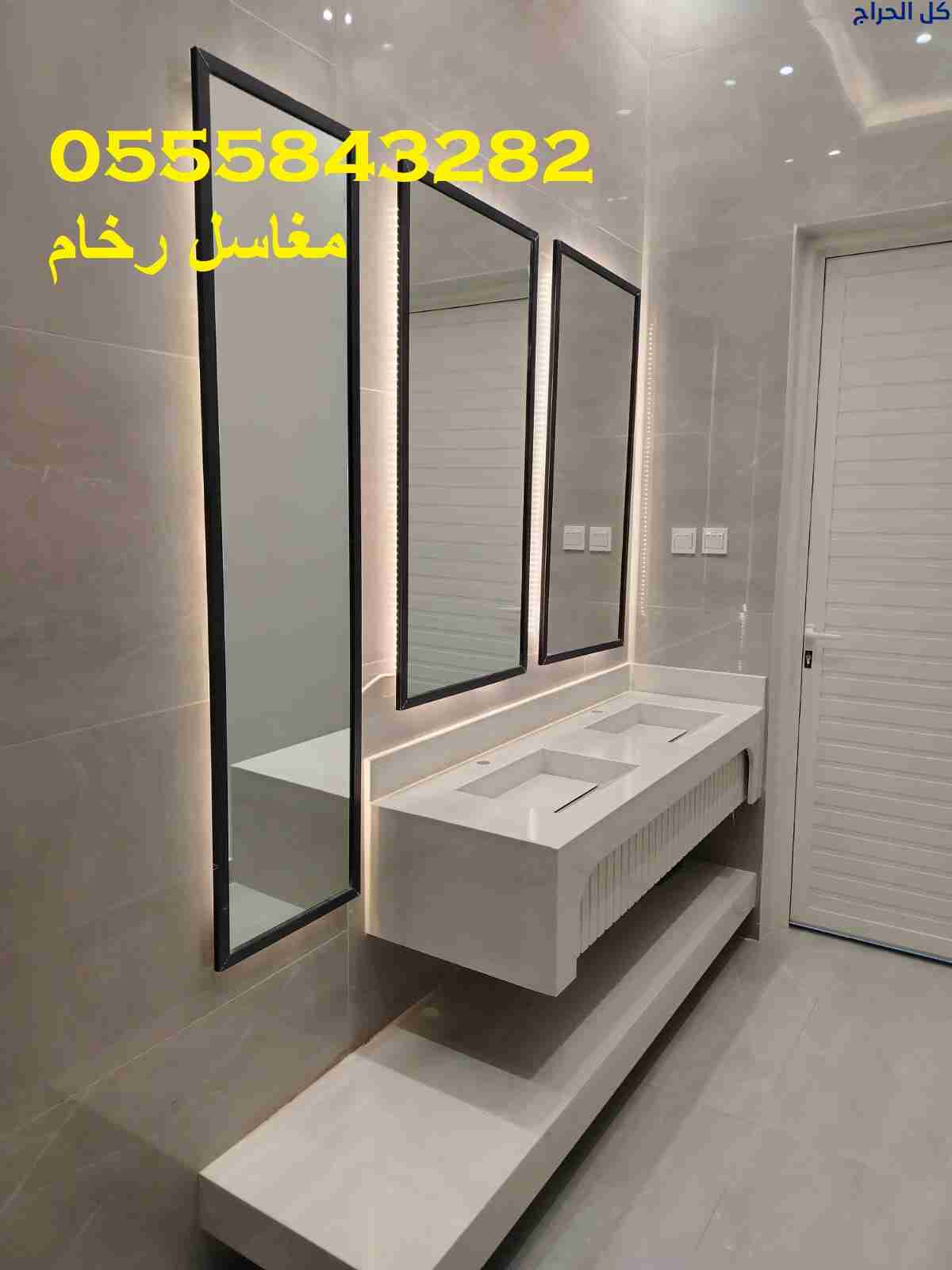 مغاسل رخام , ديكورات مغاسل حمامات جديدة